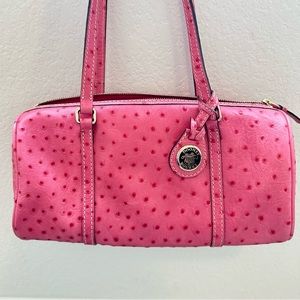 Vintage Dooney & Bourke pink Handbag purse - Y2K ostrich leather barrel bag